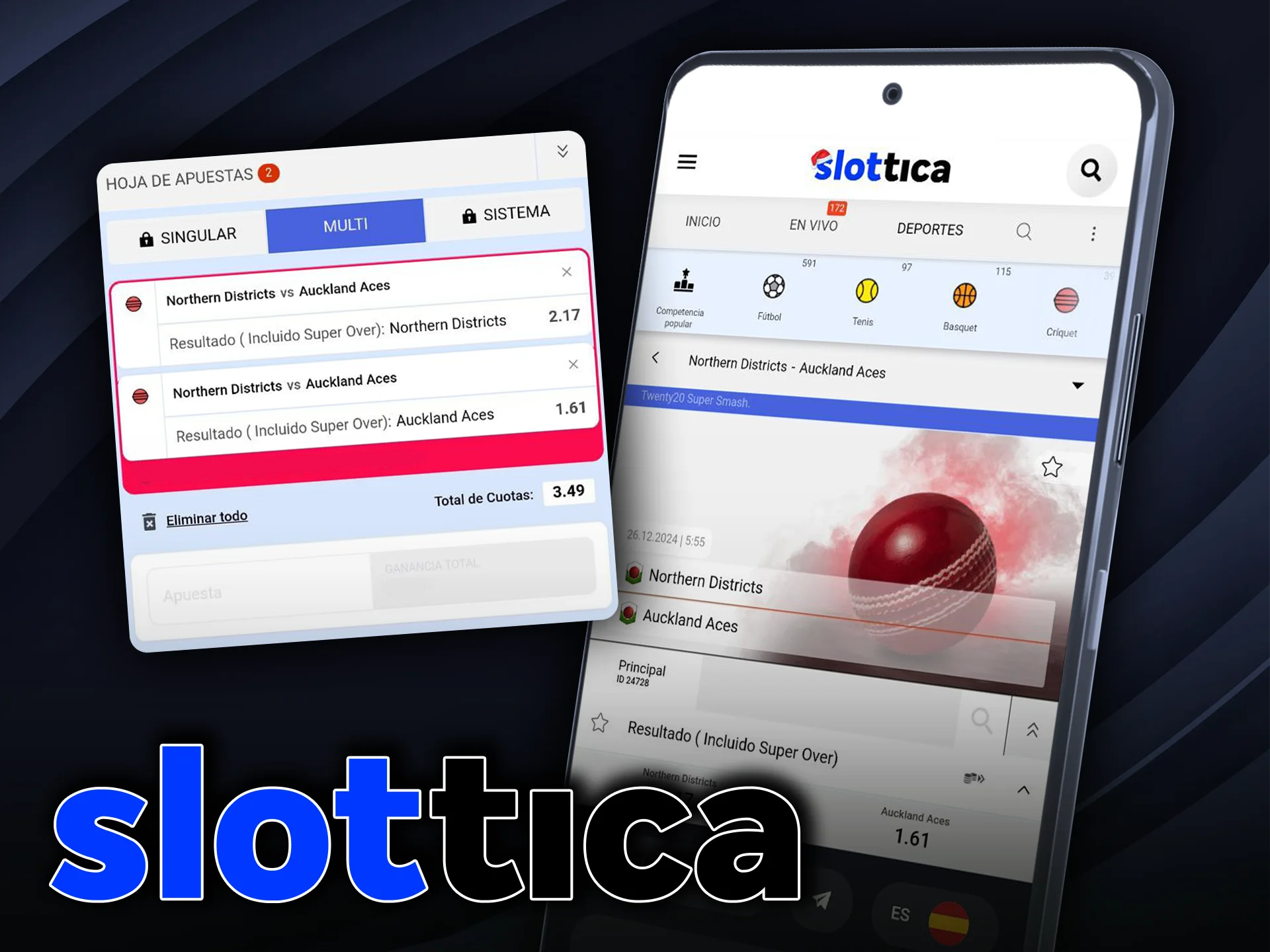 Apostar al críquet a través de la aplicación móvil Slottica sólo requiere unos sencillos pasos.