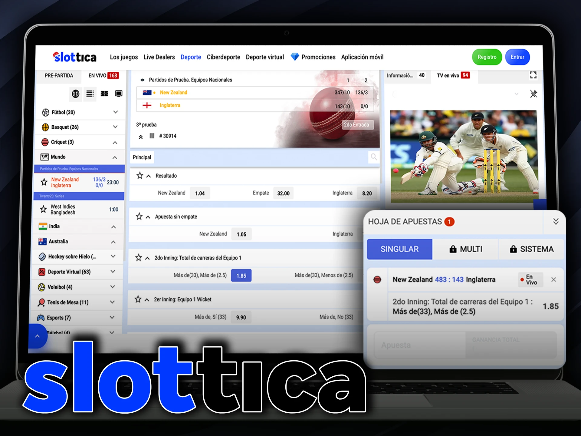 Apostar en partidos de cricket en Chile es posible con Slottica.