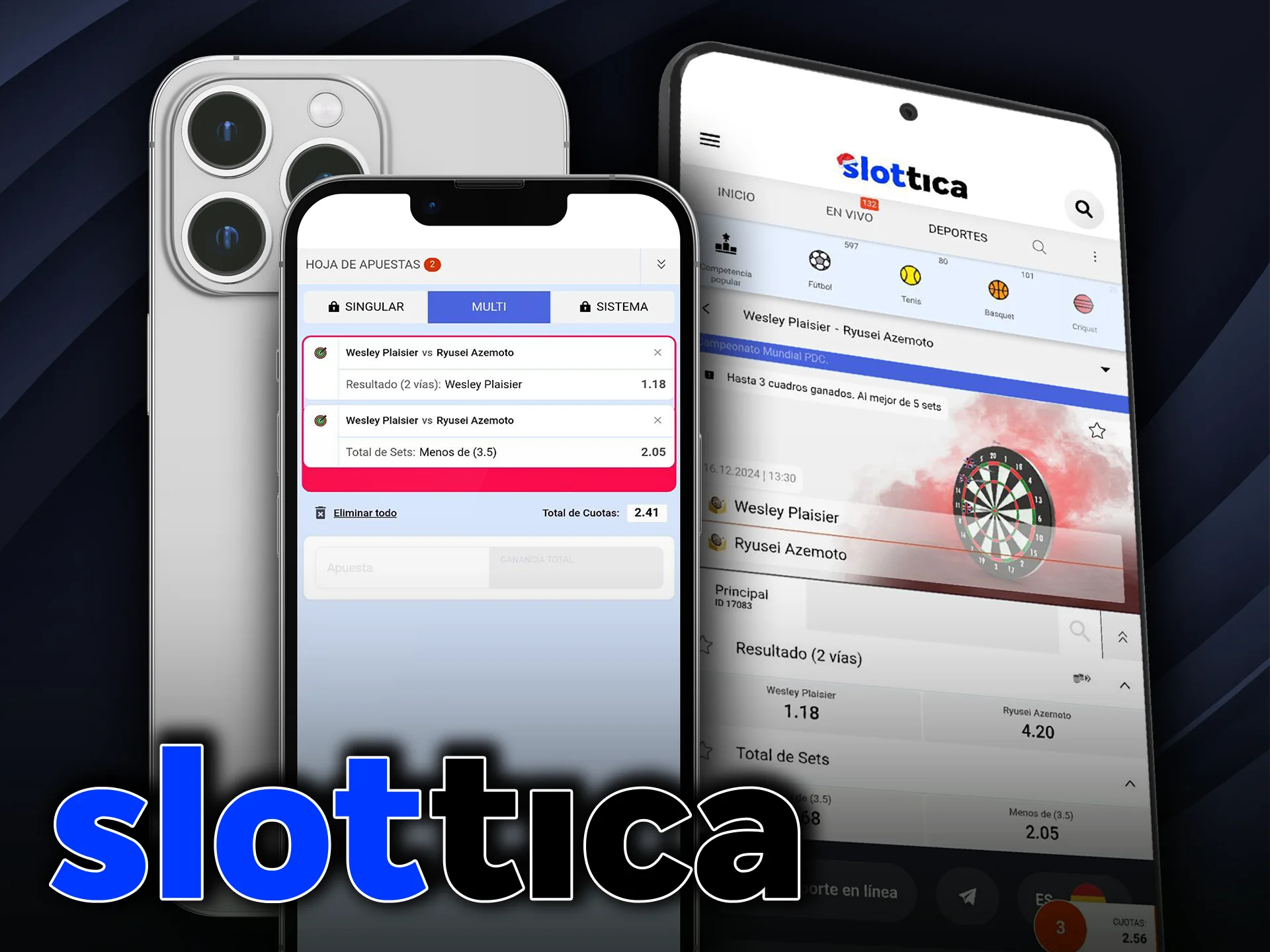Descarga la aplicación móvil de Slottica para apostar a los dardos de forma rápida y sencilla.