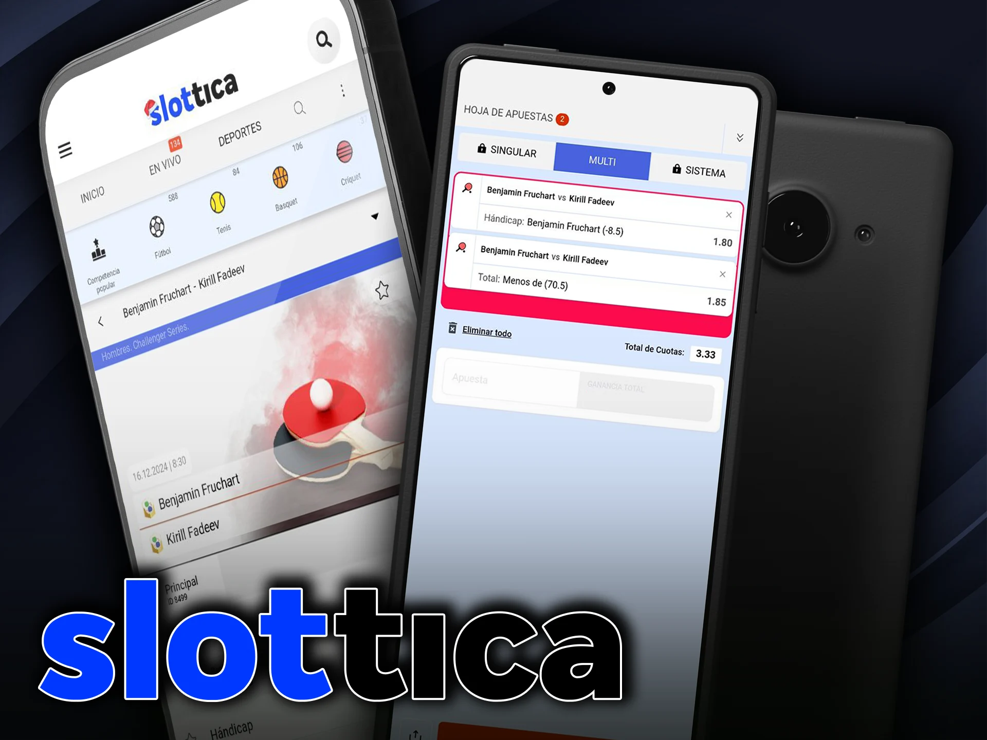 Apuesta al tenis de mesa a través de la aplicación Slottica para Android e iOS.